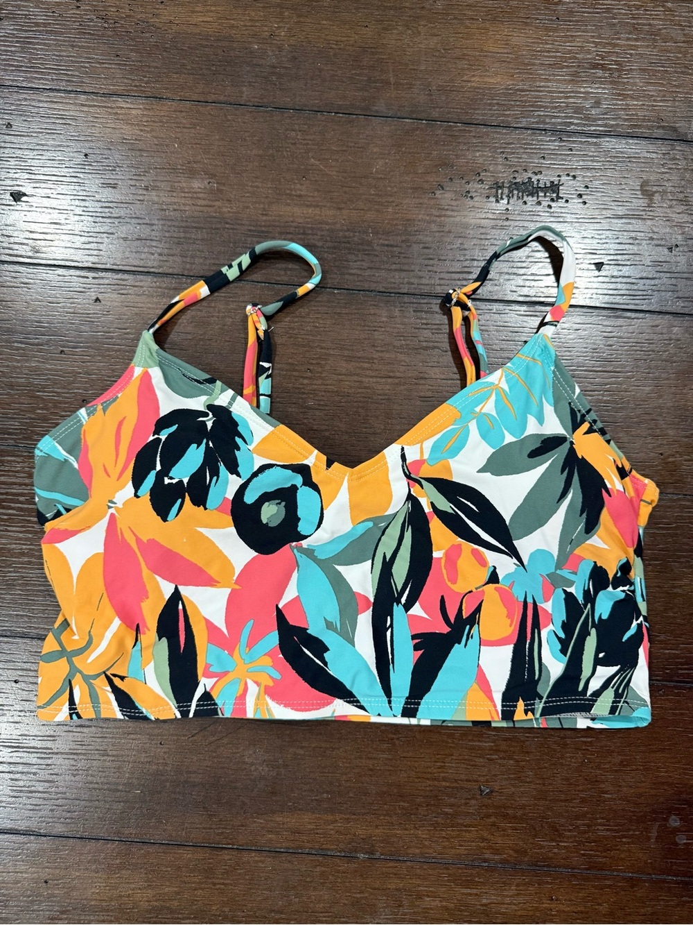 Tropical Floral Longline Swim Bralette - Multicolor